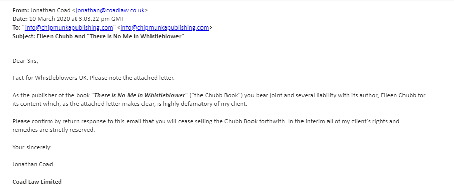 Whistler_News's tweet photo. @TBIJ #Coad was instructed by #WhistleblowersUK #WBUK to #SLAPP @CompassnInCare's book on #whistleblowing, the public interest &amp; how #EdnasLaw would protect public by protecting all whistleblowers in all sectors - unlike #OfficeoftheWhistleblower which will cherrypick lucrative cases. https://t.co/o1TCgm27d3