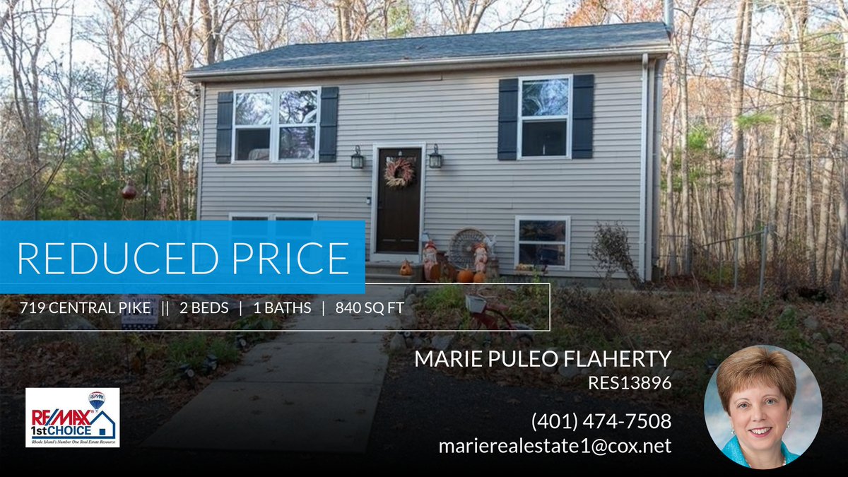 MariePuleo's tweet photo. 📍 Reduced Price 📍 This recently reduced home at 719 Central Pike in Scituate won't last long, so, don't wait to set up a showing! Reach out here or at (401) 474-7508 for more information!

Marie Puleo Flaherty
Re/Max 1ST Choice 
... https://t.co/XgwBxYWro4 https://t.co/rW0qf9OYBi