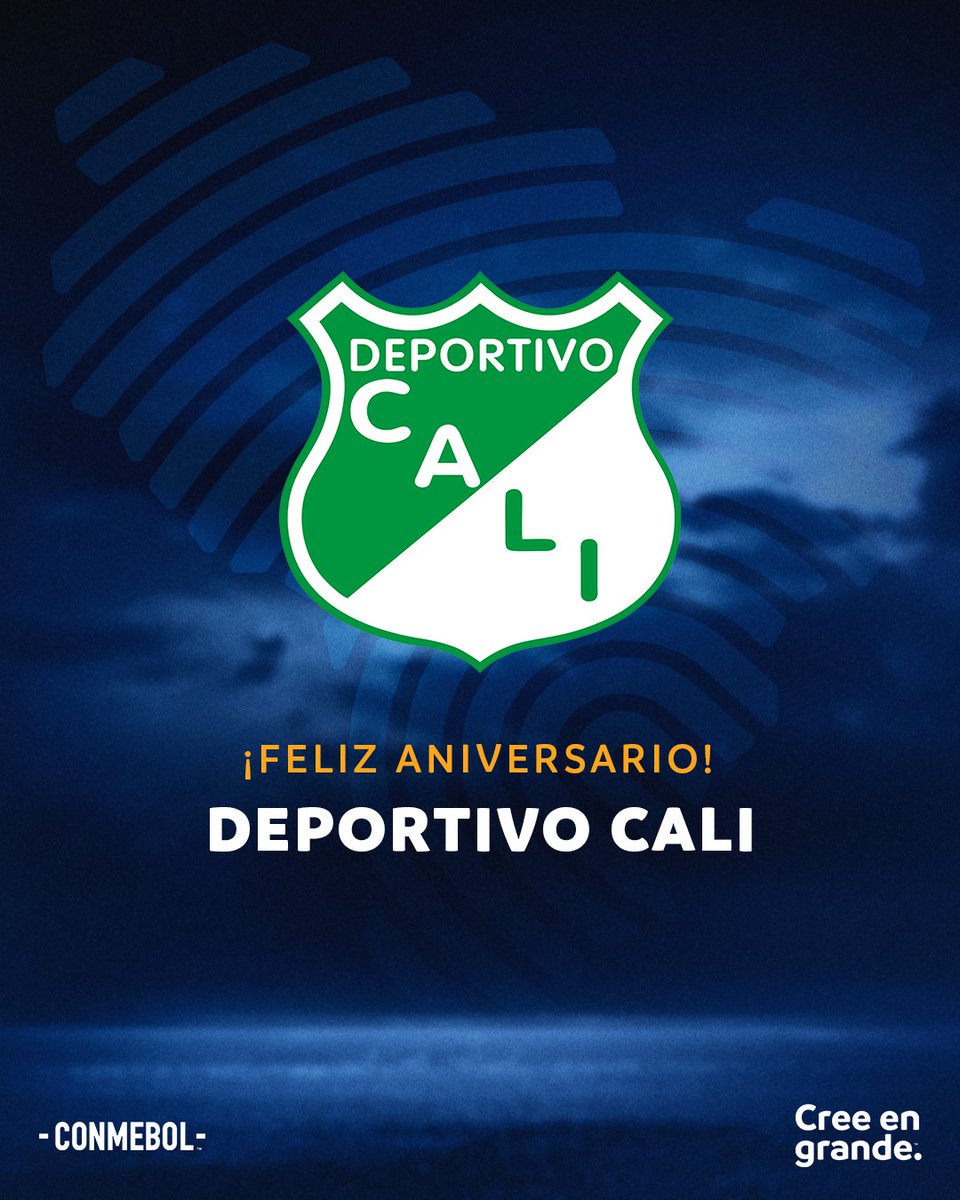 ¡Feliz aniversario, <a href="/AsoDeporCali/">Deportivo Cali</a>! 🥳🇨🇴

#AniversarioCONMEBOL | #CreeEnGrande