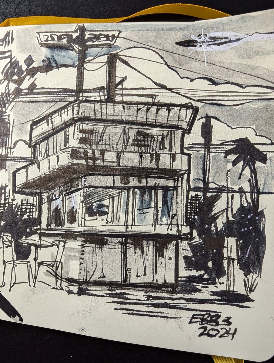 EdwinBickford's tweet image. Today&apos;s lunch art. Adding some details using a pilot parallel pen. #edbickford #metalrobot