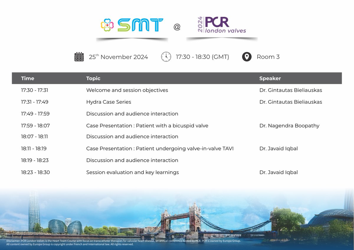 📌 Join us for our symposium:
💬 "TAVR implantation techniques: Are they the same for all self-expanding platforms?"
🗓️ Date: Monday, 25th Nov 2024
⏰ Time: 17:30-18:30 (GMT)
📍 Venue: Room 3
#smt  #intervention #cardiology #structuralheart #TAVI  #TAVR #hydra