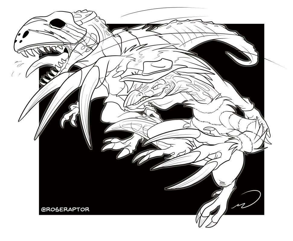 RoseRaptorArt's tweet photo. Because you can't have Dino Freddy without Dino Jason 🦖 🔪
Will I ever finish this? Who knows.
#FreddyKrueger #ANightmareOnElmStreet #JasonVorhees #Fridaythe13th #Anthro #Dinosaur #CauseWhyNot https://t.co/4y3xaTrkBV