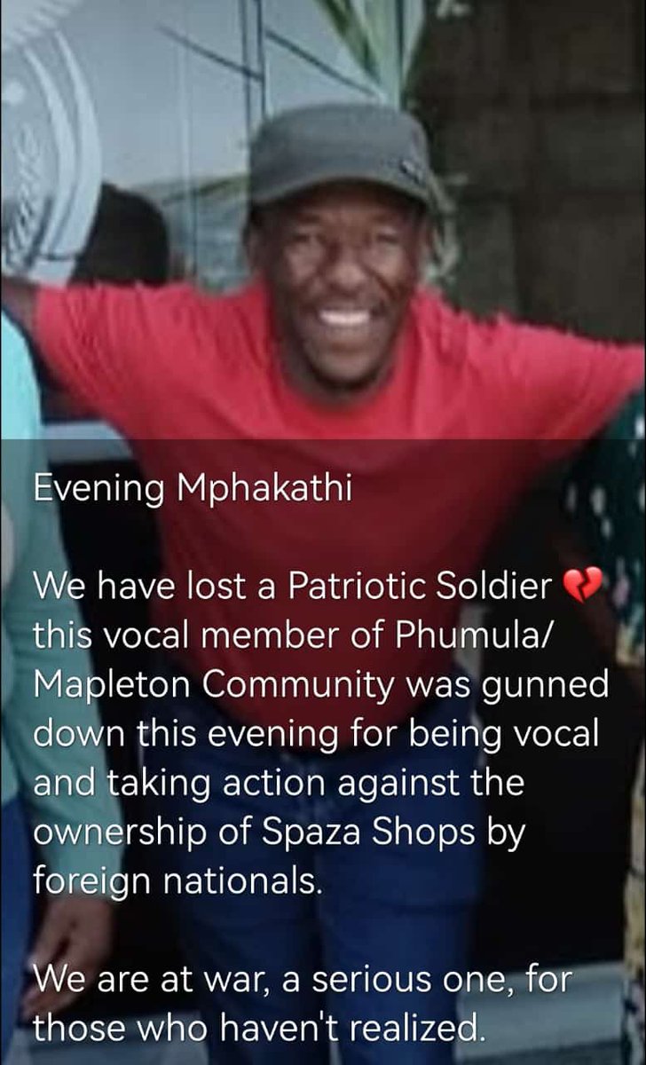 Born_of_Afrika's tweet photo. They killed him last night. @Lesufi  for how long are we going to allow this? This is the 3rd community leader to be killed in Vaal for standing up against these foreign nationals. https://t.co/U1AKEU24te