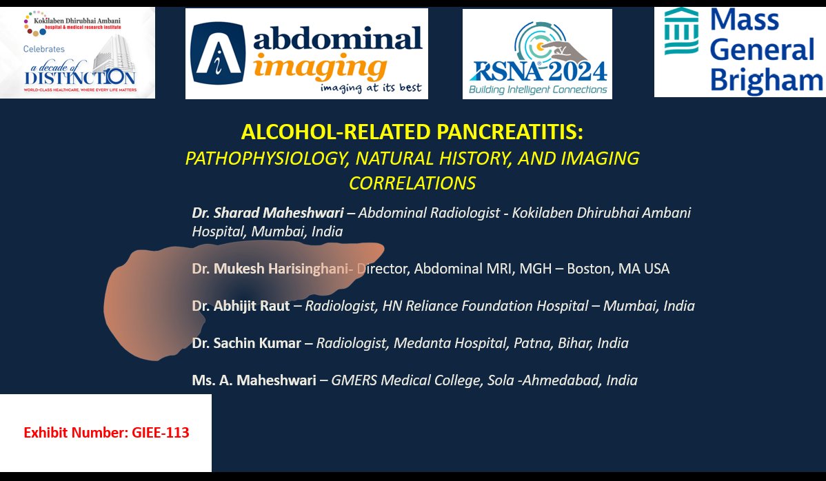 abdo_imaging's tweet photo. Preview of our Educational Exhibit GIEE-113 @ #RSNA2024
We bring insights into the "perils" of #Alcoholism that leads to #pancreatitis. Discuss the Natural History, pathophysiology & Imaging!
We highlight the risk to youth by #binge & #highintensitydrinking.
@mharisinghani https://t.co/edHcHcU1pR
