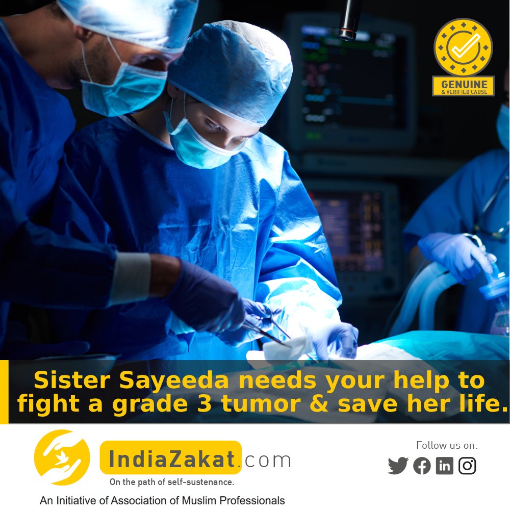 TheIndiaZakat's tweet photo. Sister Sayeeda, 59, is battling a grade 3 tumor and paralysis, needing urgent care and treatment. Her family is struggling to cover medical expenses. Your support can bring hope and relief to her and her loved ones in this critical time.

Donate today at https://t.co/Ps5BlLoN9b https://t.co/zQSh0OxPqt