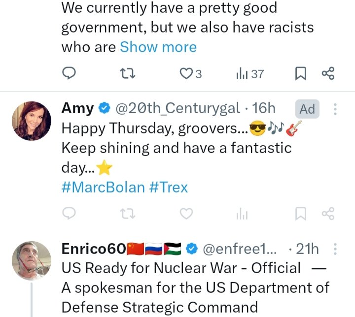 Can't anyone explain why this harmless post from a rock music lover <a href="/20th_Centurygal/">Amy</a> has been designated as an advertisement by X, with restrictions???  A form of censorship??