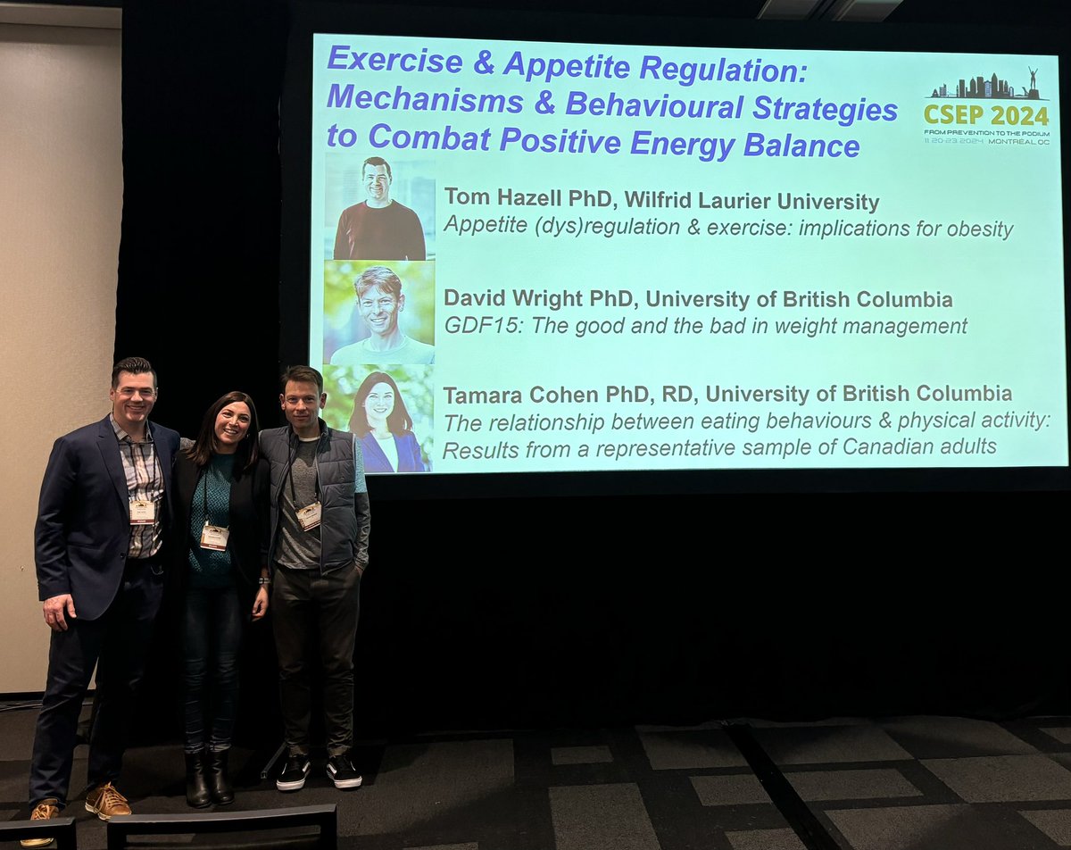 Tom Hazell (@hazelltj) on Twitter photo Very excited to have shared the stage with <a href="/TamCohenPhDRD/">Tamara Cohen, PhD, RD</a> and X-less Dr. David Wright for some science on appetite regulation at CSEP 2024. Hope it was well received as it was a joy to organize. #Csep2024 Very excited to have shared the stage with <a href="/TamCohenPhDRD/">Tamara Cohen, PhD, RD</a> and X-less Dr. David Wright for some science on appetite regulation at CSEP 2024. Hope it was well received as it was a joy to organize. #Csep2024