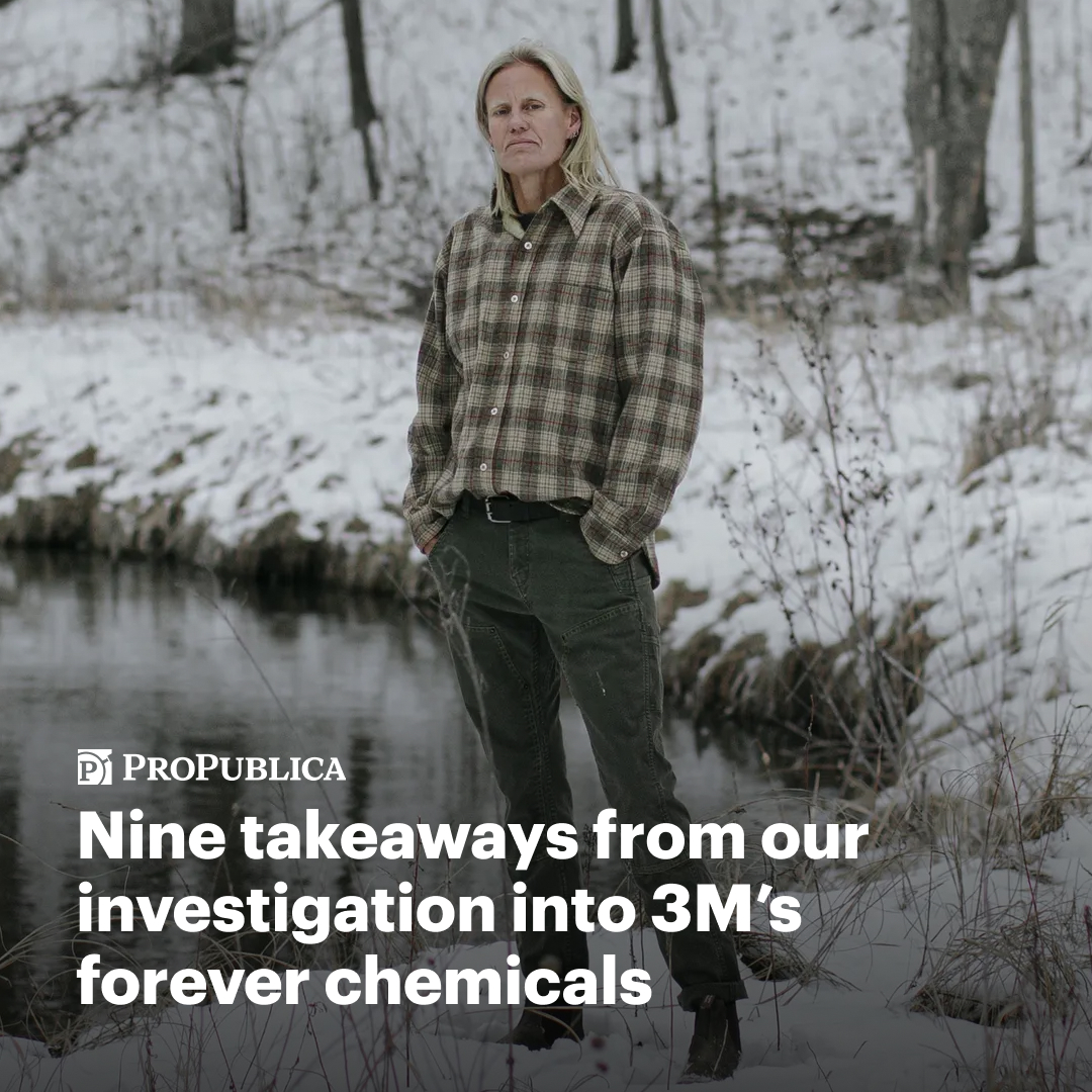 propublica's tweet image. In the late 1990s, a 3M scientist found the company’s forever chemicals in almost every human blood sample she analyzed.

When told about her findings, 3M supervisors repeatedly questioned her work: propub.li/3UWMtvl