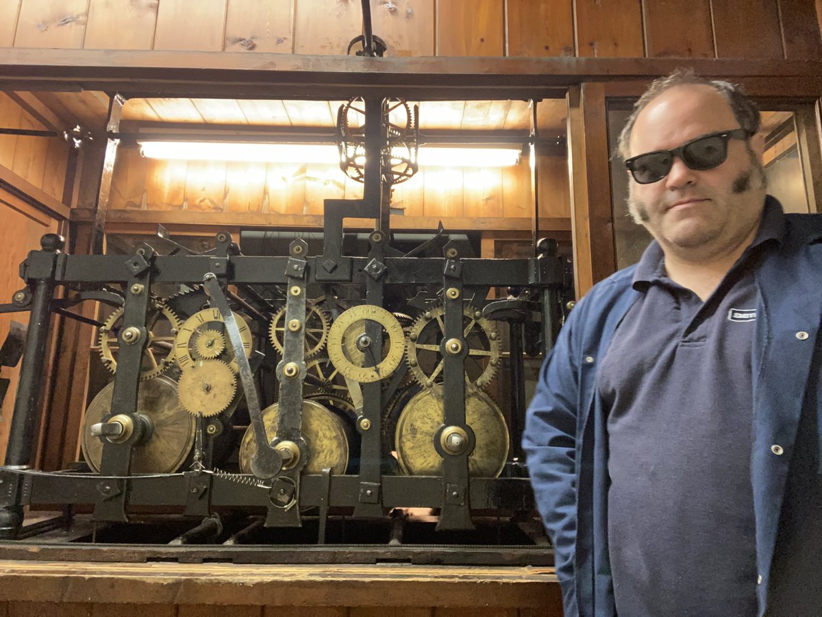 Clockmaker Matthew after undertaking work on the Cage Clock at the Dockyard Museum in Chatham, Kent.⁠
⁠
#dockyardchatham #cageclock⁠