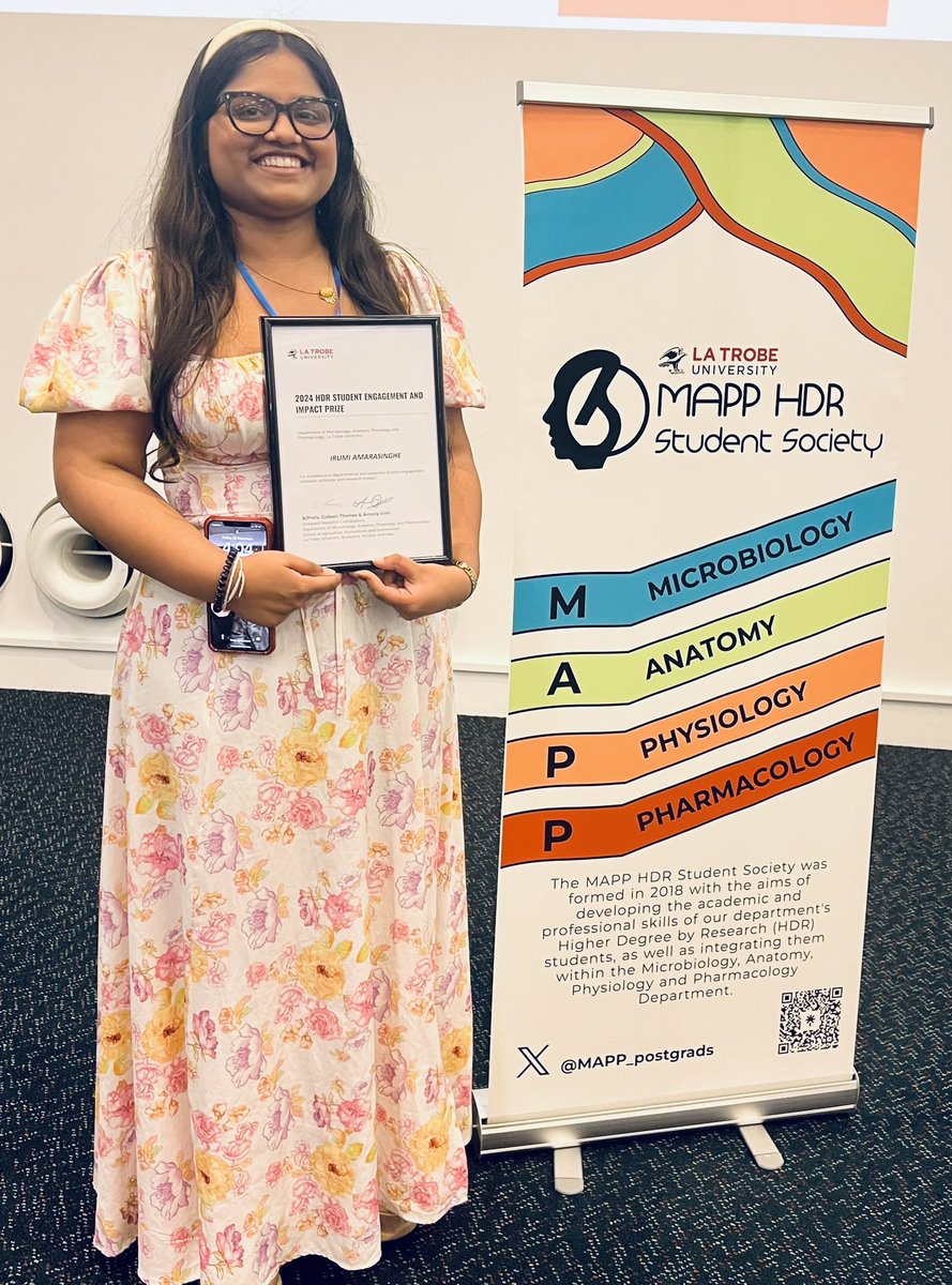 Helbig Lab (@helbiglab) on Twitter photo So very proud of our very own <a href="/Irumi_A/">Irumi Amarasinghe</a> for winning the departmental HDR Engagement and Impact prize for an outstanding year of research and commitment to building an engaged and connected HDR cohort in <a href="/MAPP_latrobe/">Microbiology, Anatomy, Physiology and Pharmacology</a> ⭐️⭐️👏🏻🥂 So very proud of our very own <a href="/Irumi_A/">Irumi Amarasinghe</a> for winning the departmental HDR Engagement and Impact prize for an outstanding year of research and commitment to building an engaged and connected HDR cohort in <a href="/MAPP_latrobe/">Microbiology, Anatomy, Physiology and Pharmacology</a> ⭐️⭐️👏🏻🥂