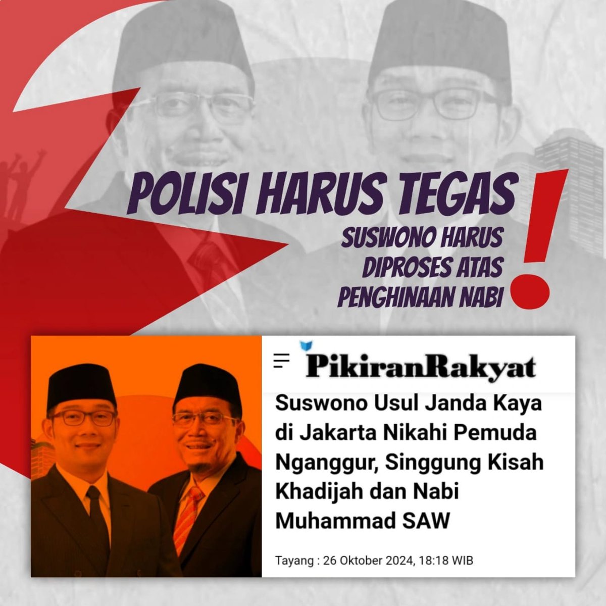 Aparat kepolisian harus tegas terhadap penghina nabi 
#RIDOPenistaJanda
 01 melecehkan perempuan 
Rido buaya
Rido gak sopan
Lawan Ridwan Suswono