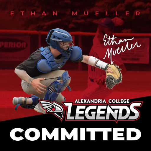 Ethan Mueller (@muellerethan12) on Twitter photo Commited. I want thank my family, friends, coaches, and everyone else who helped me get here. Wouldnโt happen without you. This is just the startโค๏ธ๐ค #blessed <a href="/ATCCBaseball/">Alexandria College Legends Baseball</a> Commited. I want thank my family, friends, coaches, and everyone else who helped me get here. Wouldnโt happen without you. This is just the startโค๏ธ๐ค #blessed <a href="/ATCCBaseball/">Alexandria College Legends Baseball</a>