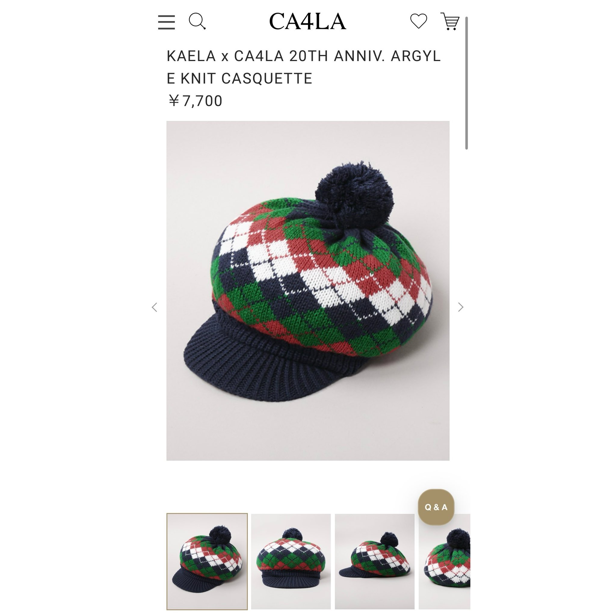 帽子 KAELA CA4LA ARGYLE KNIT CASQUETTE KAELA CA4LA ARGYLE KNIT CASQUETTE