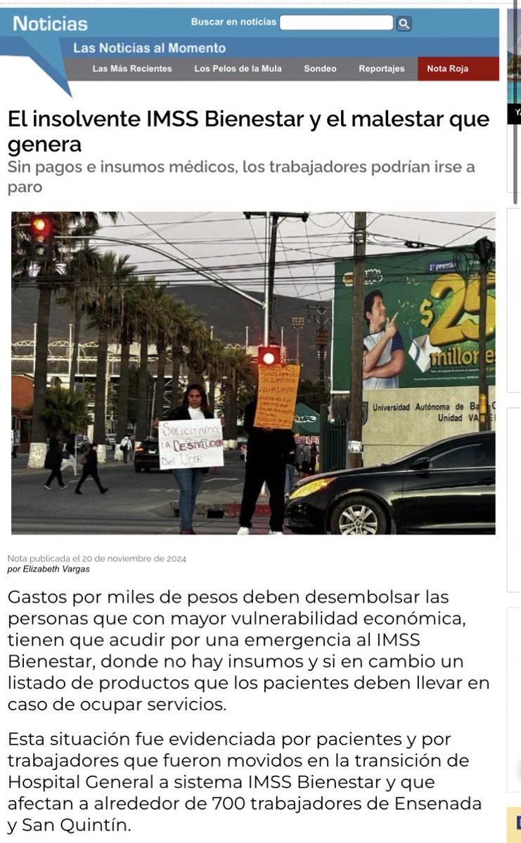 Siguen los fracaso del IMSS Bienestar: hospitales sin insumos, pacientes endeudados y trabajadores de la salud abandonados.

El IMSS Bienestar, está lejos de cumplir con las necesidades de los mexicanos. En lugares como Ensenada y San Quintín, los pacientes deben desembolsar