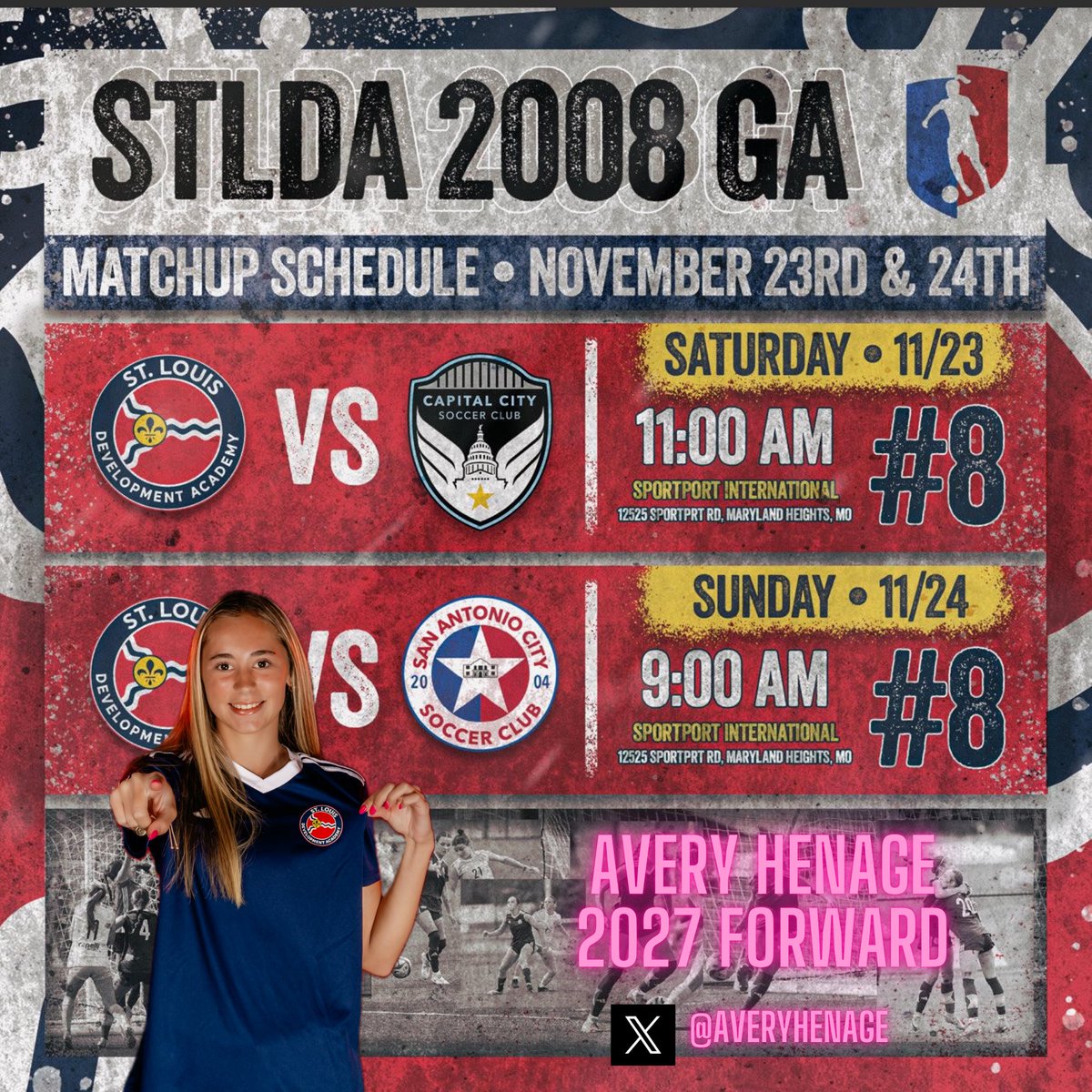 Excited to compete this weekend on our home turf!
<a href="/08Academy/">STLDA 2008 GA</a> <a href="/STLDASoccer/">StLouisDAsoccer</a> <a href="/ImYouthSoccer/">ECNL/GA/Recruiting/College Soccer</a>
