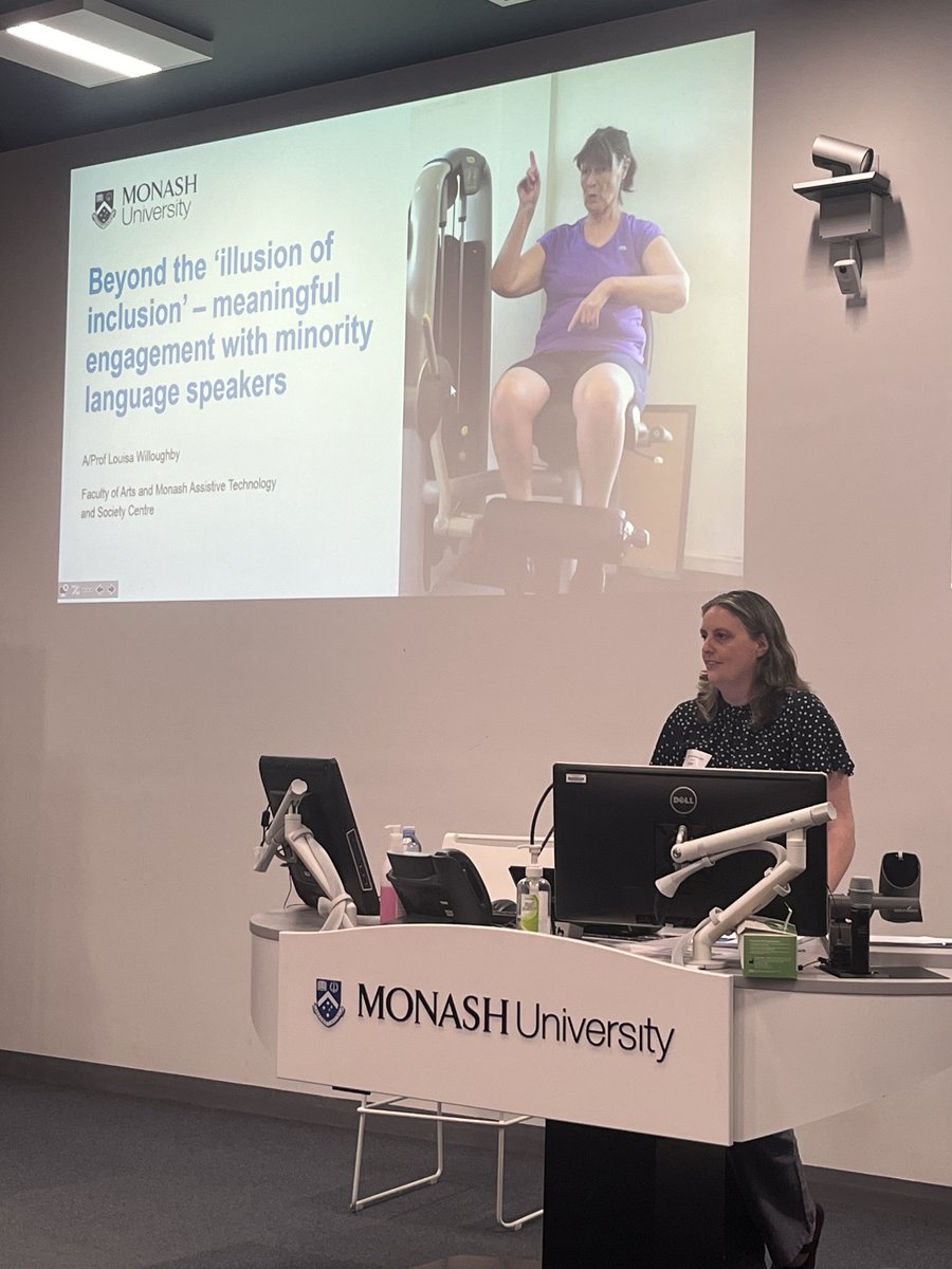 Monash RAIL Research Centre (@railmonash) on Twitter photo We welcome the <a href="/SPAHCMonash/">Monash Uni Primary and Allied Health Care</a> Research Festival keynote <a href="/LouisaWillough3/">Louisa Willoughby</a> <a href="/Monash_Arts/">Monash Arts</a> standing at a lectern, with a leader in the deaf-blind community Heather Lawson shown on screen, & discussing the importance of inclusion for meaningful engagement with minority language speakers We welcome the <a href="/SPAHCMonash/">Monash Uni Primary and Allied Health Care</a> Research Festival keynote <a href="/LouisaWillough3/">Louisa Willoughby</a> <a href="/Monash_Arts/">Monash Arts</a> standing at a lectern, with a leader in the deaf-blind community Heather Lawson shown on screen, & discussing the importance of inclusion for meaningful engagement with minority language speakers