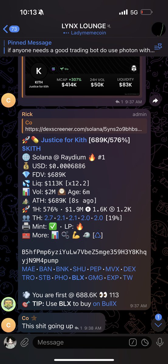 SolLynx_'s tweet photo. i was in $pnut at 6mil

now i’m telling you $kith is the next one
JUSTICE FOR $KITH https://t.co/9fZc6zVveW