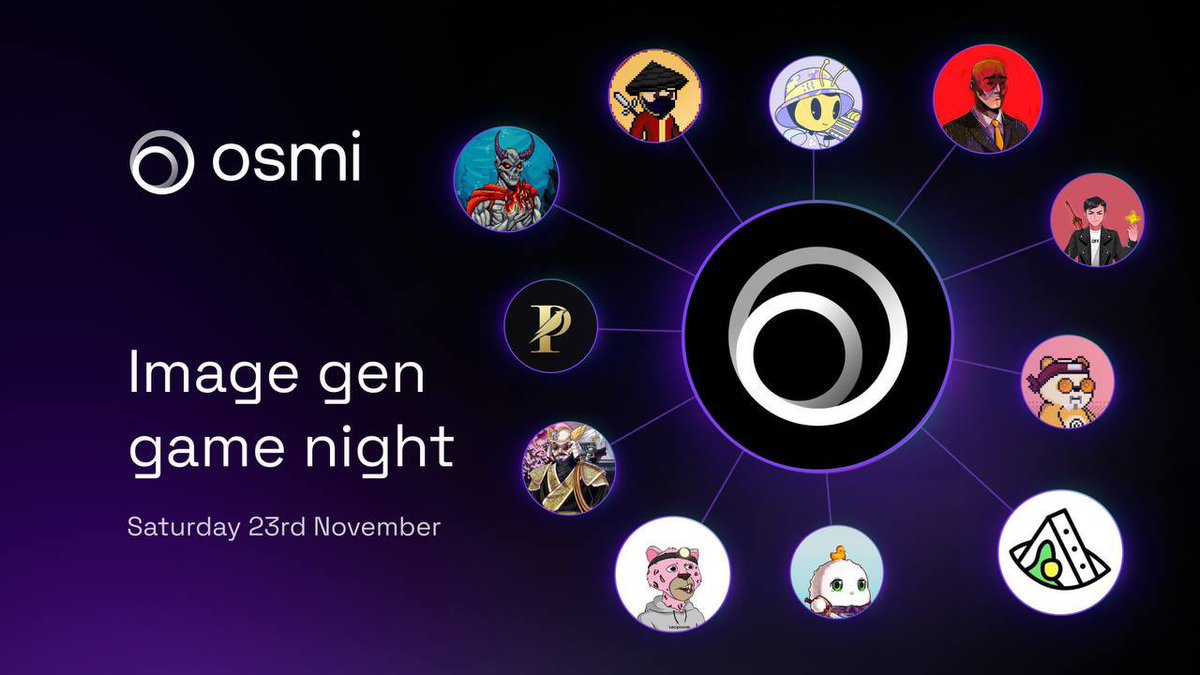 🎉OSMI Image Generation Game Night!

Come join us for a fun-packed community game night featuring our upcoming Image Generation feature!

Prizes include $1000 in $OSMI, and a ton of other awesome prizes from the amazing communities joining us. 

🎨 Game Format: Gartic Phone-style