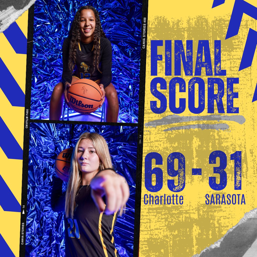 Final 
Charlotte - 69
Sarasota - 31 

Stats 
Cece Beals 21pts, 4reb, 38%fg
Sammy Vega - 18pts, 8reb, 6stls
Maddie Elkins - 13pts, 3reb, 4stls