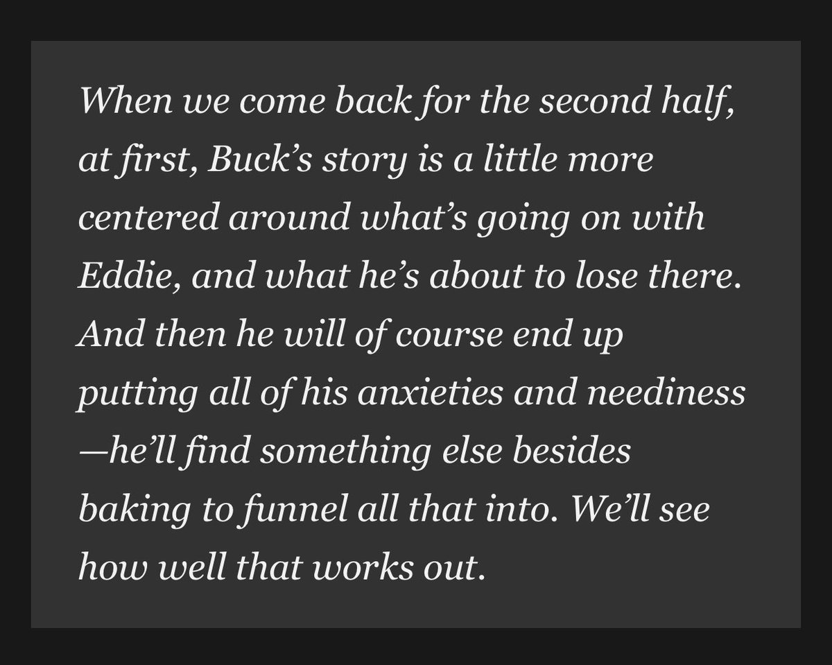 ravibuckleydiaz's tweet photo. “Buck’s story is a little more centered around what’s going on with Eddie, and what he’s about to lose there.” ARE WE HEARING THIS OMFG https://t.co/8xdJv3xSTD https://t.co/ODBQSepPDA