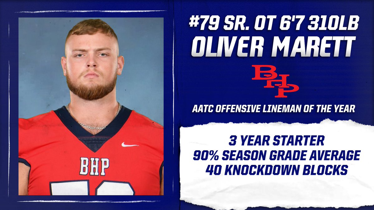 This year's Offensive Lineman of the Year is Oliver Marett from BHP!