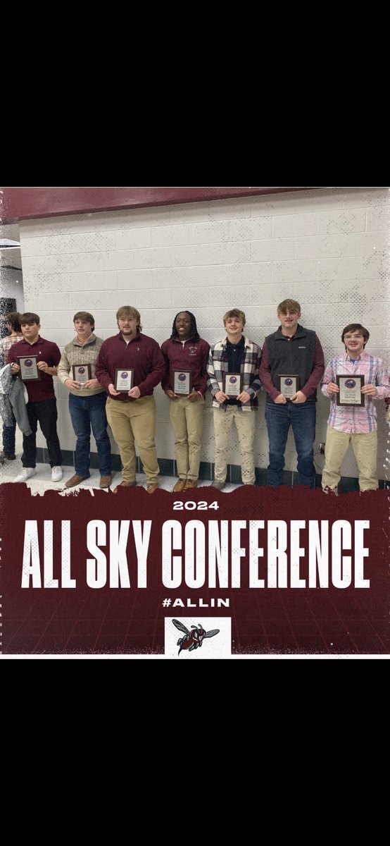 Congrats to all our guys:( L to R ) Logan Williams 1st LB, Andrew Hills 2nd LB, Fenton Coccagna 2nd OL, Byron Kirkland-Lundy 1st RB, Zach Perdue 2nd DB, Jake Edwards 2nd LB, Kagen Patterson 1st DB