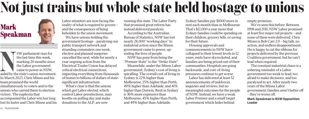 “What’s clear is that the unions which got Labor elected, which control Labor preselections, man booths on polling day and make donations to the ALP, are now running this state.”