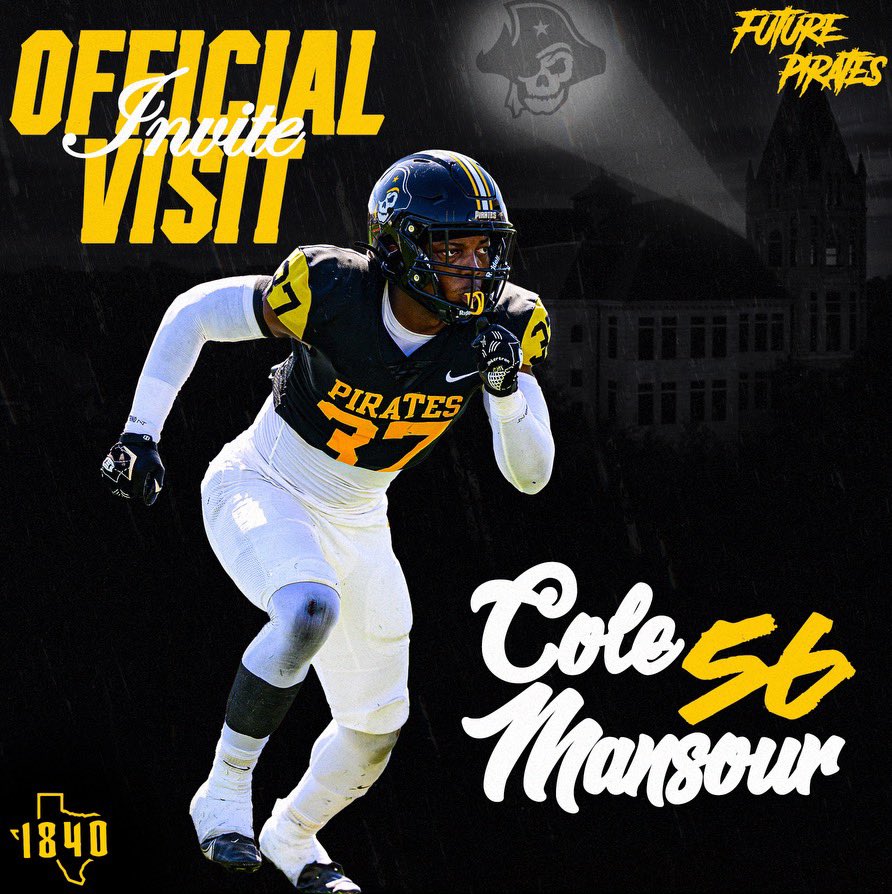 Thank you <a href="/CoachBishopSU2/">Coach John Bishop</a> for the official visit invite. I’m very excited to get on campus soon! 🏴‍☠️