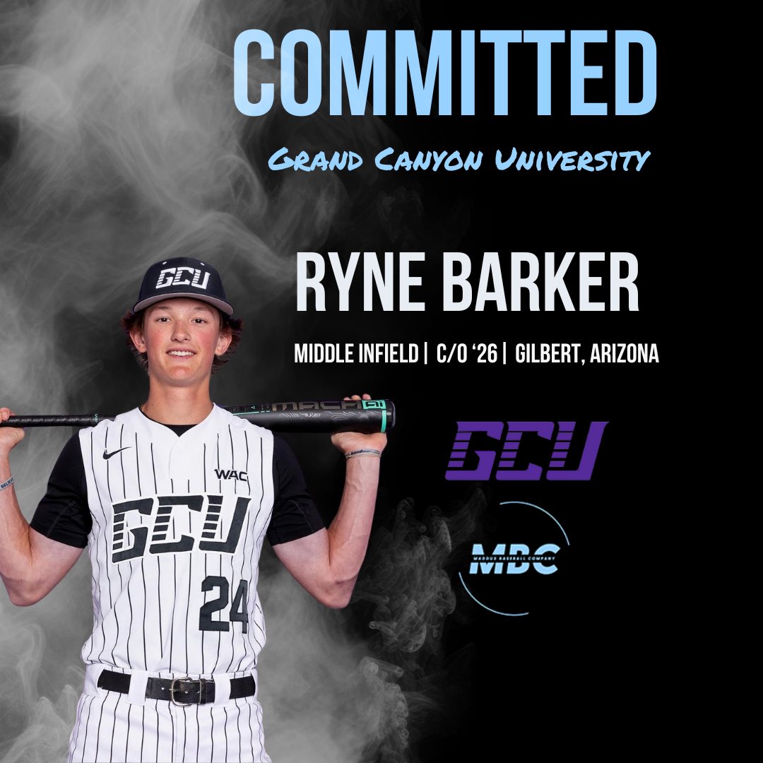 Congratulations to 2026 Ryne Barker on his commitment to GCU. AZ middle infielder staying home #committed #MBC