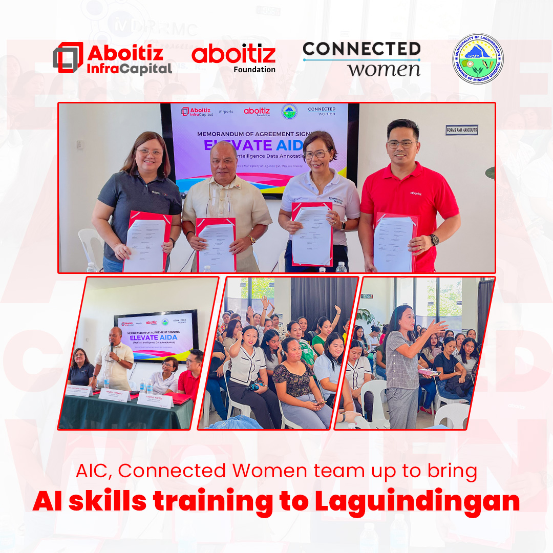 The Elevate AIDA Program is launched in Laguindingan! 🎉 Partnering with <a href="/connectedwomen/">Connected Women</a>, we’re training 50 women in AI and communication skills, paving the way for jobs in remote work.

Read more: aboitizinfracapital.com/aboitiz-infrac…

#ScalingSummits #OneInfraCapital