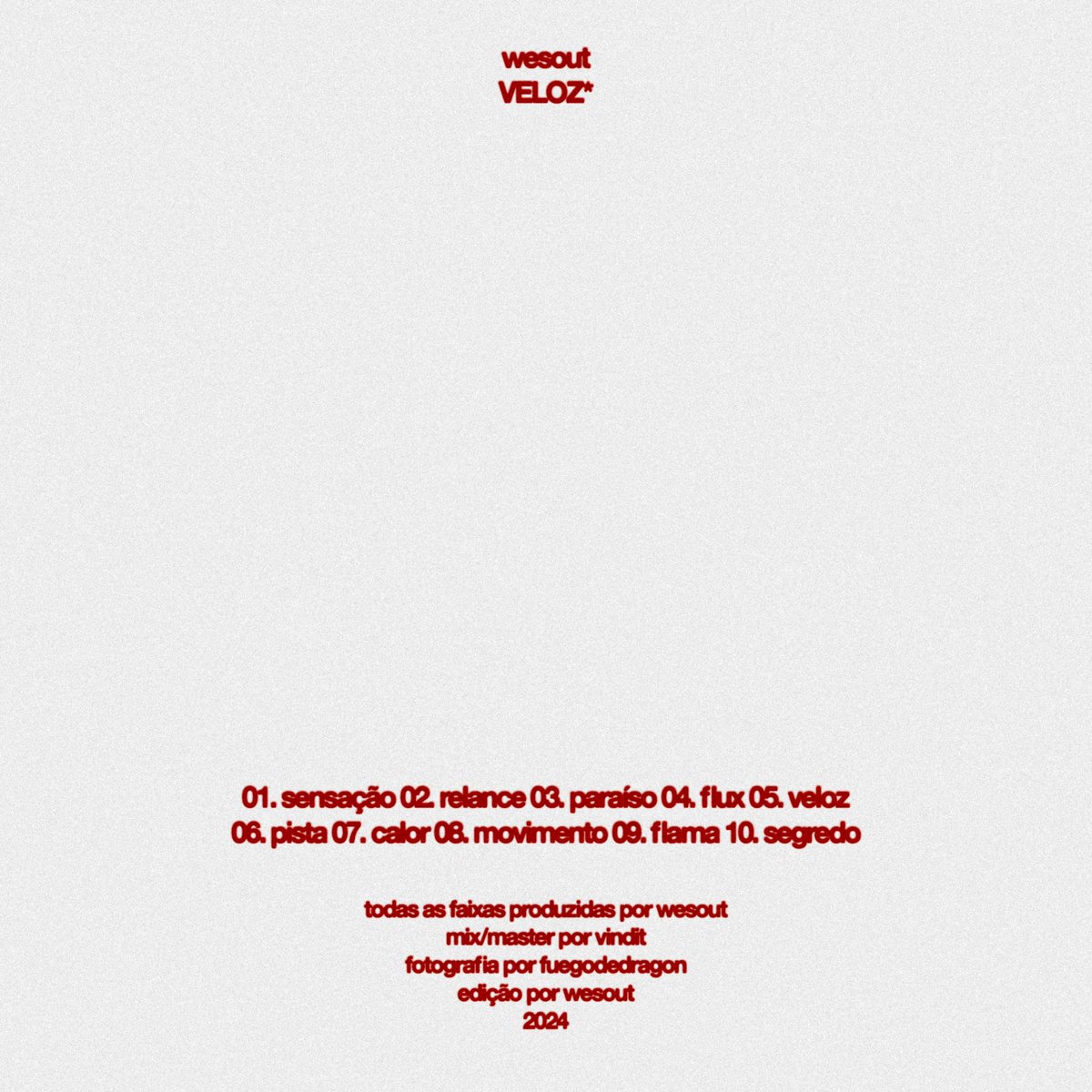 wesout's tweet image. VELOZ*
minha nova mixtape ✍🏽 disponível agora em todas as plataformas digitais.
1. sensação
2. relance
3. paraíso
4. flux
5. veloz
6. pista
7. calor
8. movimento
9. flama
10. segredo
link *️⃣ ffm.to/veloz-