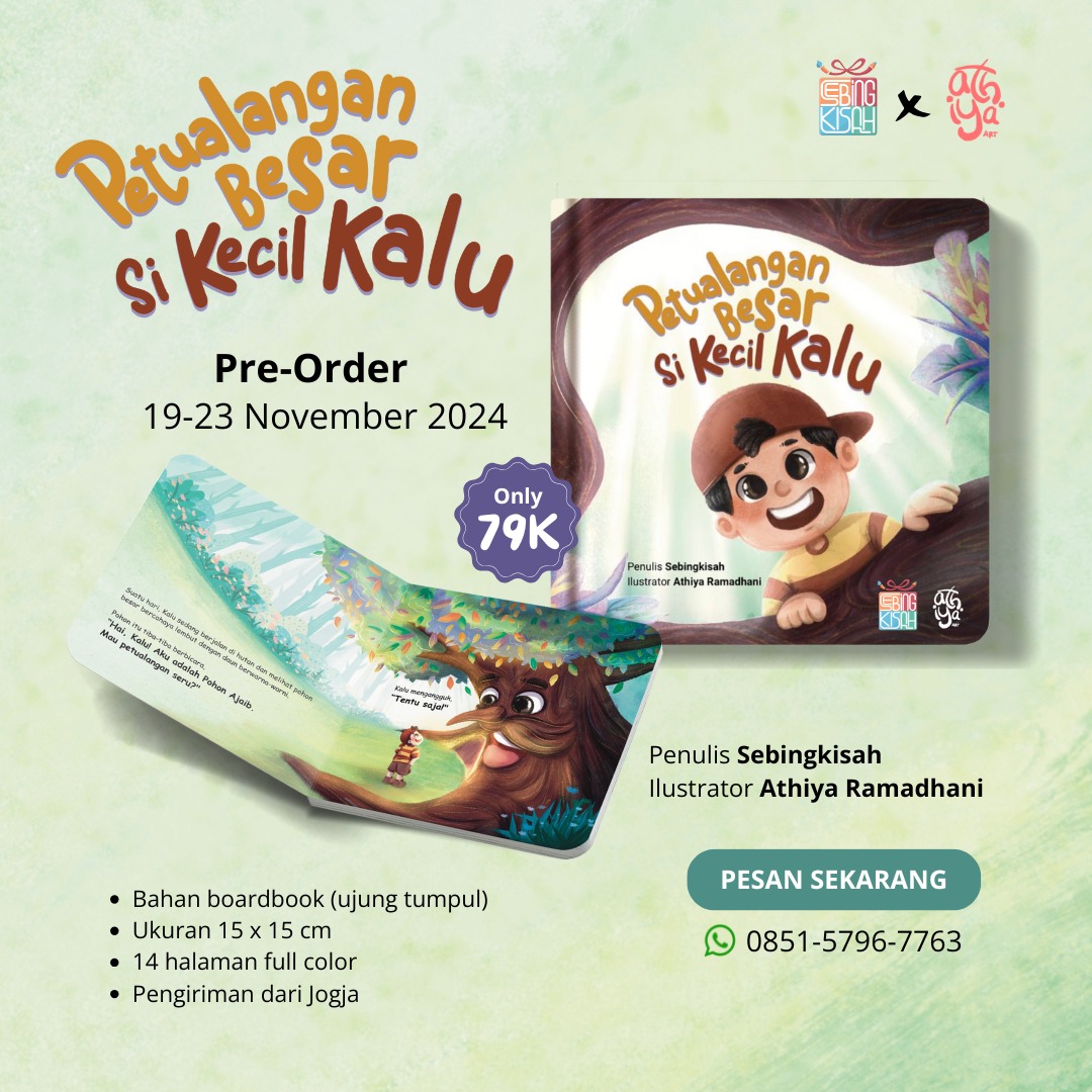 nahlohstudio's tweet photo. Haalow.. Kemarin abis cerita kalo aku abis ikutan banyak kelas gambar online 🥰

Dan tadaaa.. 🥳

Ini project buku ilustrasi cerita anak X #Sebingkisah yang bisa kamu pesen juga, yuks rame² adopsi Si Kecil Kalu 🤙😍 https://t.co/Ug62sy3z3z
