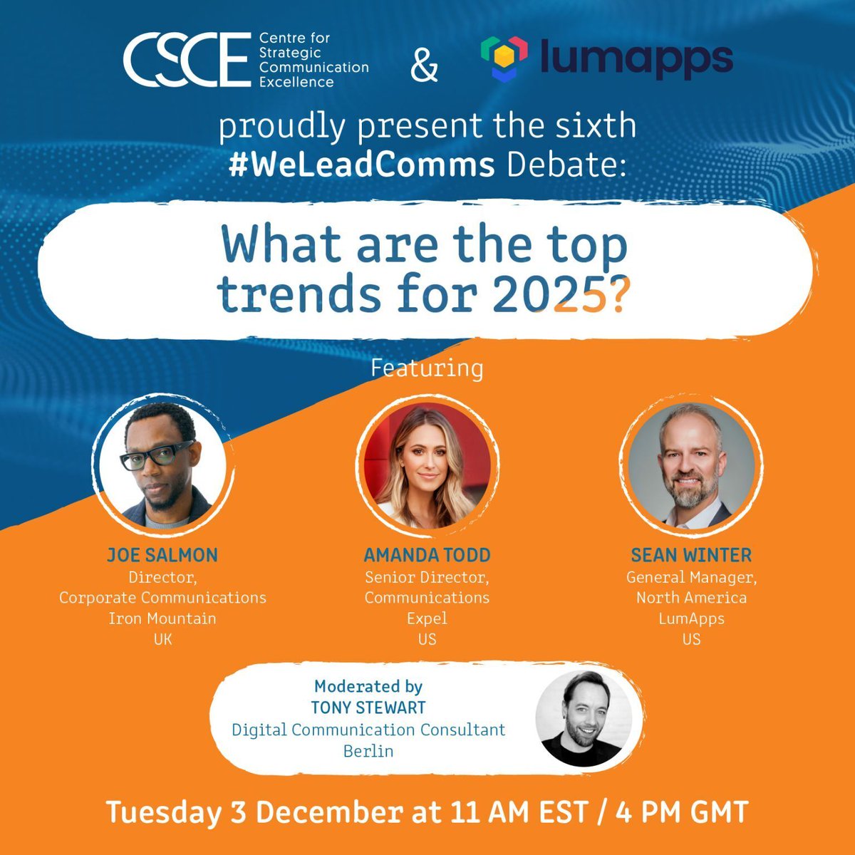 the_csce's tweet photo. @the_csce is proud to present the sixth #WeLeadComms Debate, which will bring together an all-star, cross-disciplinary, international panel featuring: Amanda Todd, Joe Salmon and Sean Winter. Tony Stewart will moderate.
Register now: https://t.co/OLrxxpBZfI
#Communication
#Trends https://t.co/iexx0T6wwD