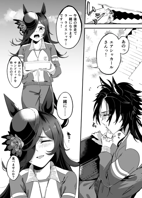 ライスシャワーとエアシャカールの漫画(1/2)

#ウマ娘 