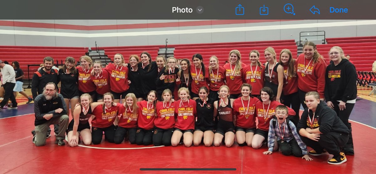 Ballard Dual Tournament CHAMPS!!!

Great team effort tonight! 
Keep climbing the mountain!

Carlisle 48 Colfax-Mingo 36
Carlisle 63 Ankeny 18
Carlisle 51 Ames 29