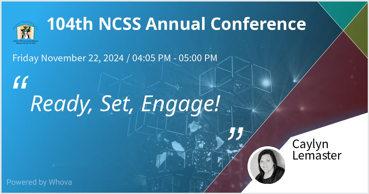 LemasterCaylyn's tweet photo. I am speaking at 104th NCSS Annual Conference. Please check out my talk if you're attending the event! #NCSS2024 - via #Whova event app https://t.co/uIbOOeINJg