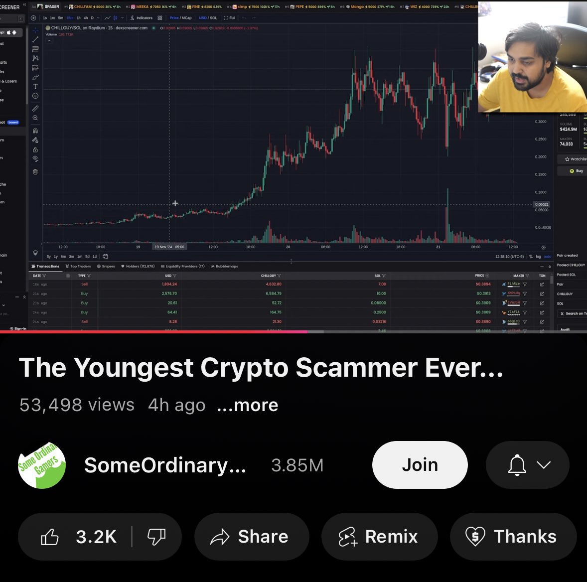 SoldmySoI's tweet photo. The $Quant rug-pull incident is receiving a lot of coverage over on youtube by massive creators 

When they find out a 13 year-old made 50k in a night, they’re gonna want a piece of the pie as well

#Memecoins are going retail https://t.co/KVZZpQ52Sk