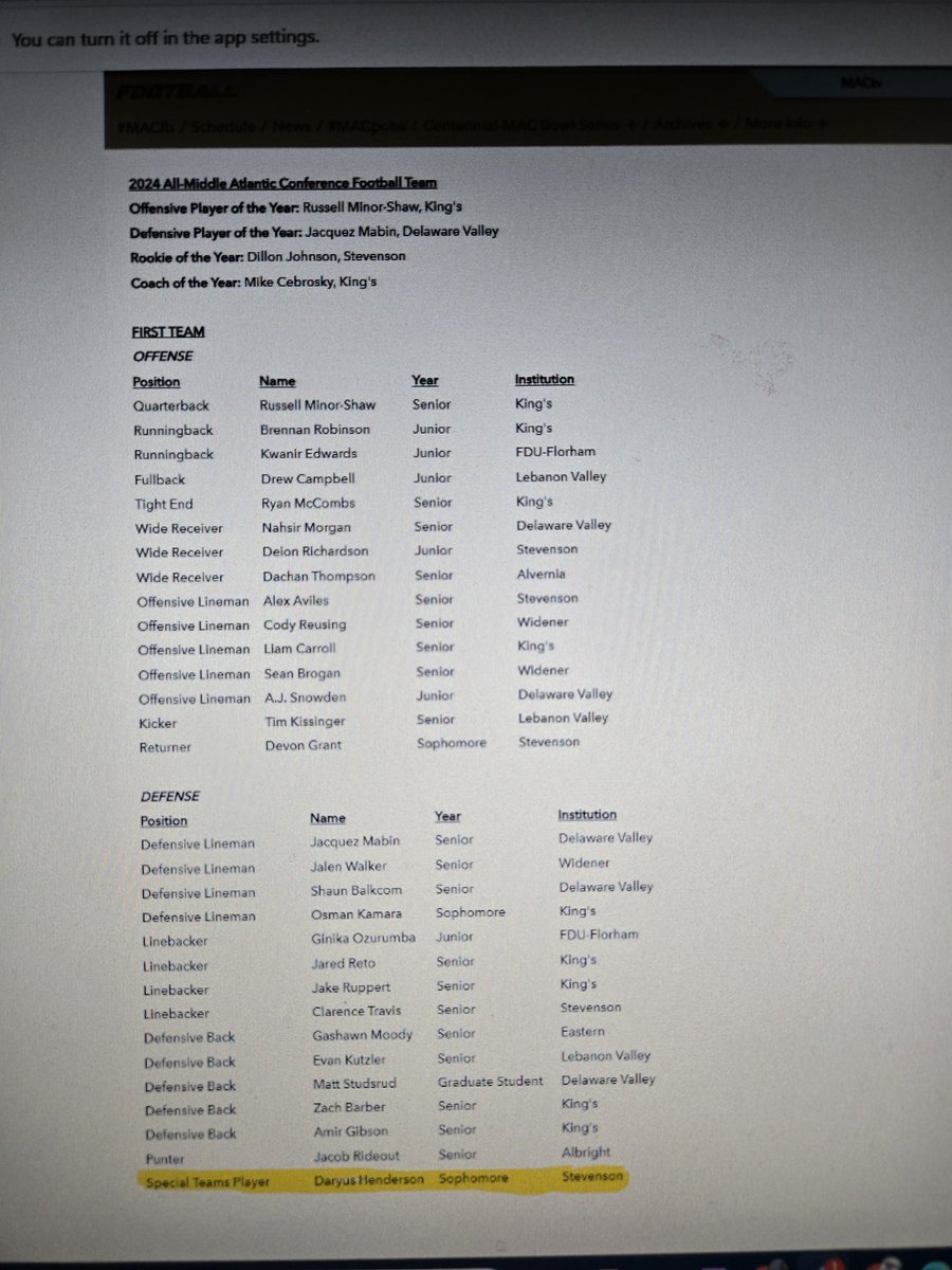 Austin Henderson Jr (@austinhjr6) on Twitter photo First of all Congratulations to all of the Stevenson University Football players that made the 1st Team All Middle Atlantic Conference Football Team. An Extra Special Congratulations to Baby Boy <a href="/HendersonDaryus/">Daryus Henderson</a> for making it as Special Teams Player of the Year! ❤🙏💪 First of all Congratulations to all of the Stevenson University Football players that made the 1st Team All Middle Atlantic Conference Football Team. An Extra Special Congratulations to Baby Boy <a href="/HendersonDaryus/">Daryus Henderson</a> for making it as Special Teams Player of the Year! ❤🙏💪