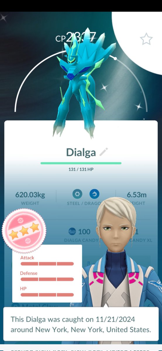 IzzyXD1019_'s tweet photo. Found a shiny Dialga and caught it and it's a perfect one!
#Dialga
#OriginForme
#Pokemon
#PokemonGO
#PokemonGOApp
#PokemonGOWildArea
#GoWildArea https://t.co/jZolyUogM6
