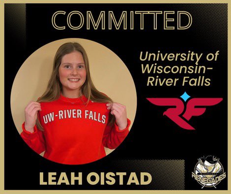 Congratulations, to 2025 MN Renegade
-Leah Oistad- on her commitment to continue her academic and athletic career at the University of Wisconsin-River Falls!!!! #therennieway
