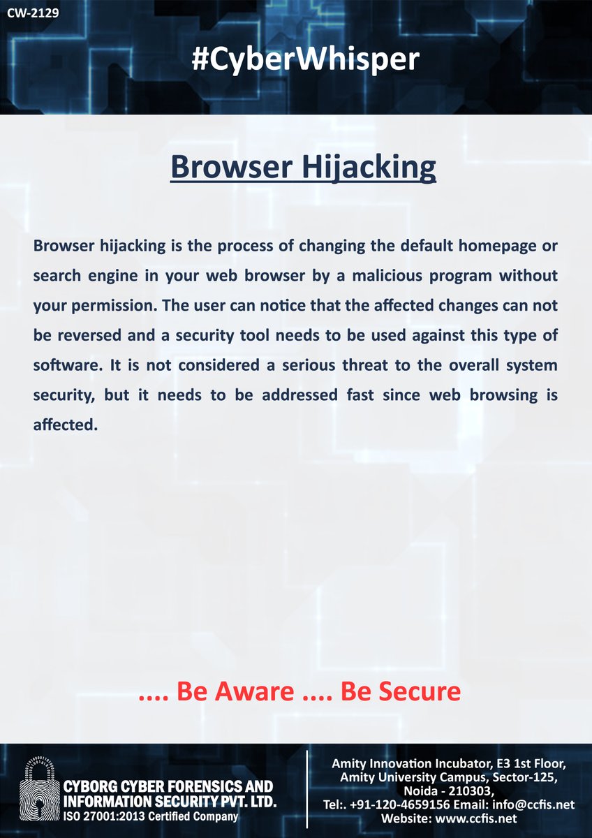 jssodhi's tweet image. #CyberWhisper #CyberSecurity #BrowserHijacking