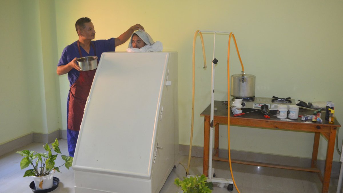 50BIAHKEIRAO's tweet photo. Steam Bath Therapy ( local + whole body)
Snehan and Swedan
Kati Vasti
Janu Vasti 
 at 50-Bedded Integrated AYUSH Hospital, Keirao. https://t.co/Q4HS6IUB5d
