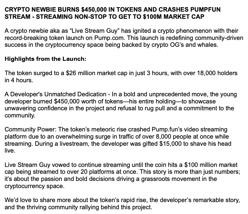 davidbianchi's tweet image. 👀 CRYPTO NEWBIE BURNS $450K IN CRYPTO
NON-STOP STREAM TO $100M MC $LIVE 

@Cointelegraph @CoinDesk @decryptmedia @BlocksterCom $LIVE @pumpdotfun @moonshot