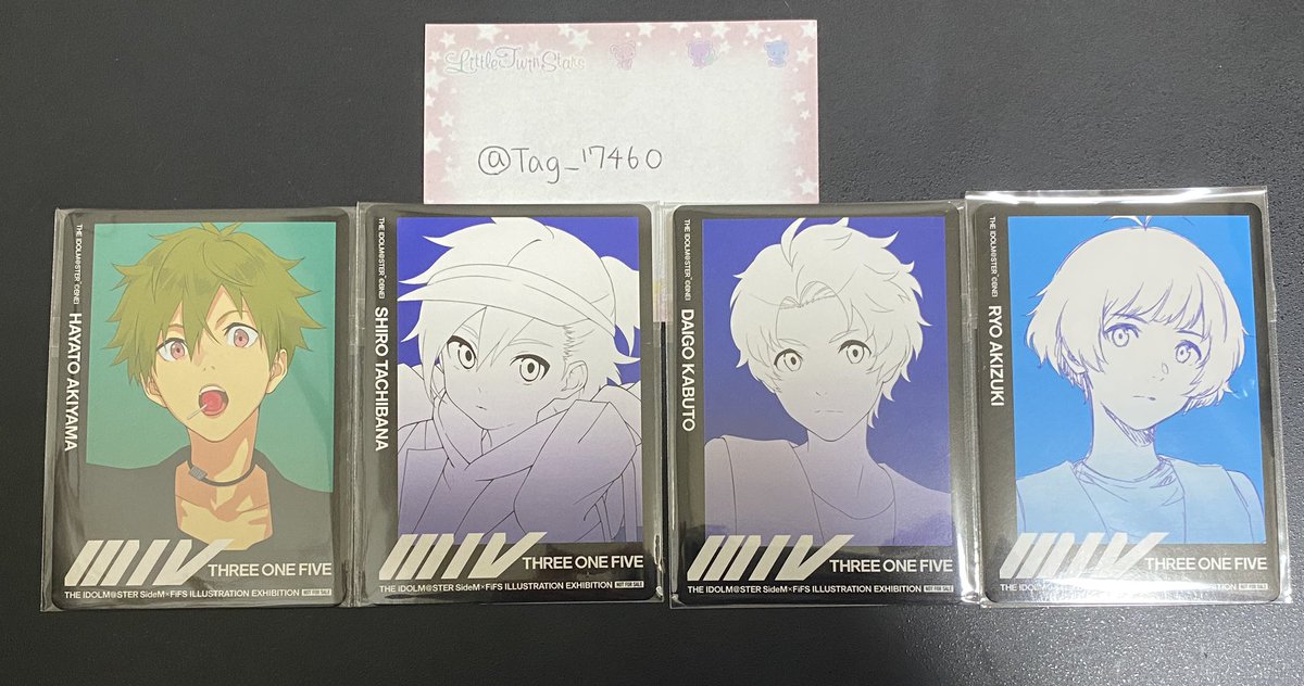 【交換】
SideM　FiFS展　特典　

譲：💚隼人　💙志狼、大吾　🩵涼
求：四季、前弾翼＞旬

💚隼人との交換は前弾💚翼のみとなります。
旬は友人分のため、四季か翼含むお取引のみとなります。
郵送交換になります。
お気軽にお声かけください◎