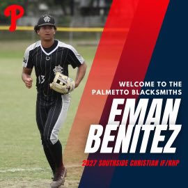 Exited to play  for <a href="/BanksFaulkner11/">Banks Faulkner</a> on the <a href="/BlacksmithsBase/">Palmetto Blacksmiths Baseball</a> 2027 team this summer.