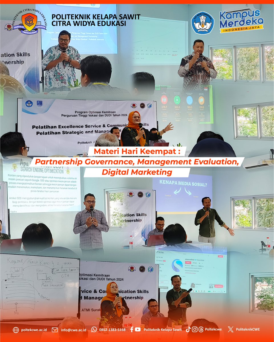 poltekcwe_'s tweet photo. Kegiatan ini berlangsung selama 6 hari dan selama pelatihan berlangsung berisi materi yang berguna bagi penguatan SDM terkait Pelatihan Excellent Service &amp; Communication Skills, dan Pelatihan Strategic Management Partnership.

#poltek #poltekcwe #politeknik #maba #camaba #sawit https://t.co/IHGu17tgwv