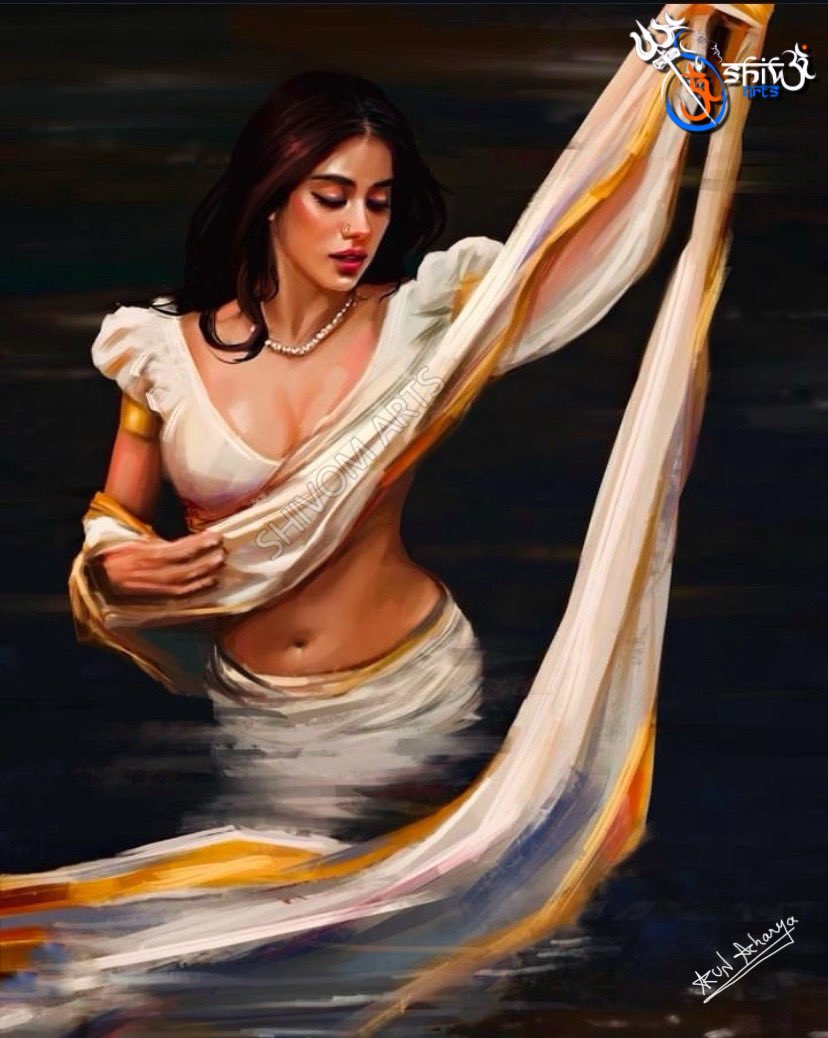 shivomarts's tweet image. Digital painting of daughter of Athiloka Sundari #JahnaviKapoor 

#ShivomArts