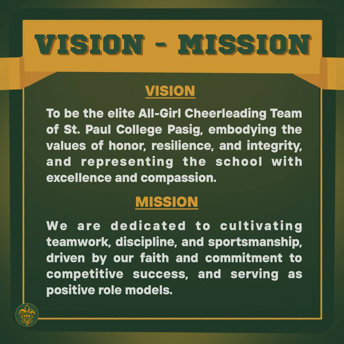 spcppepvarsity's tweet photo. Chasing greatness, one stunt at a time. 💪✨  
 
We’re more than just a team. We’re a family rooted in values and characteristics that define our strength. Inspiring the next generation of athletes to dream big and to pursue their passion. 💛💚

📣: Marga Reyes https://t.co/w8SIETRNuB