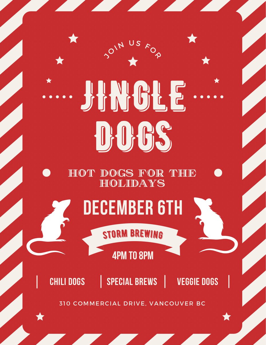 JINGLE DOGS! 🌭

Festivities and franks? Winter weiners? Hot dogs for the holidays? 

Yes, yes, and yes! Stop by on Friday, Dec. 6th from 4pm to 8pm for beer and a chili dog or a veggie dog!

As always, everyone is welcome and we hope to see you there. 🎄