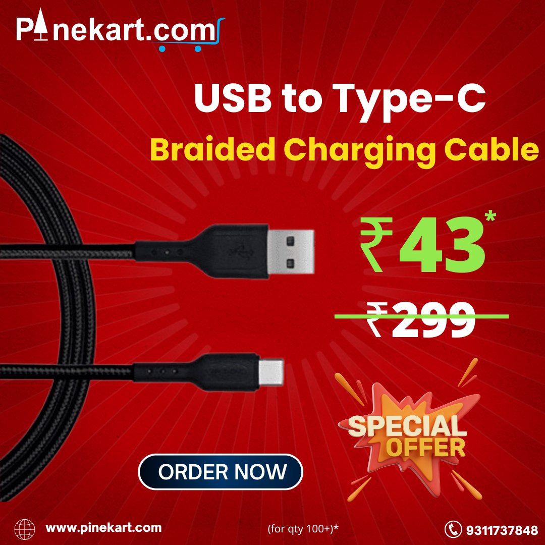 PineKart's tweet photo. Champion USB to Type-C 3Amp Data Sync &amp; Charging Cable 
Click to buy now - https://t.co/nF01eTtTM8
#TypeCCharging
#3AmpFastCharge
#BraidedCable
#DataSyncCable
#FastChargingCable #TypeCDevices
#AndroidAccessories
#USBtoTypeC
#DurableCables
#TangleFreeDesign
#StrongAndReliable https://t.co/zDtGhk6N5N